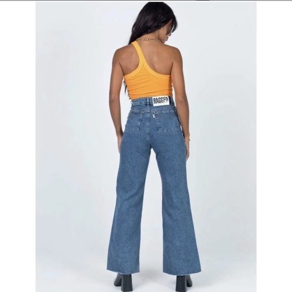 Ragged Jeans Wide Leg Denim Pants with Raw Hem | Size 26 - Picture 2 of 10